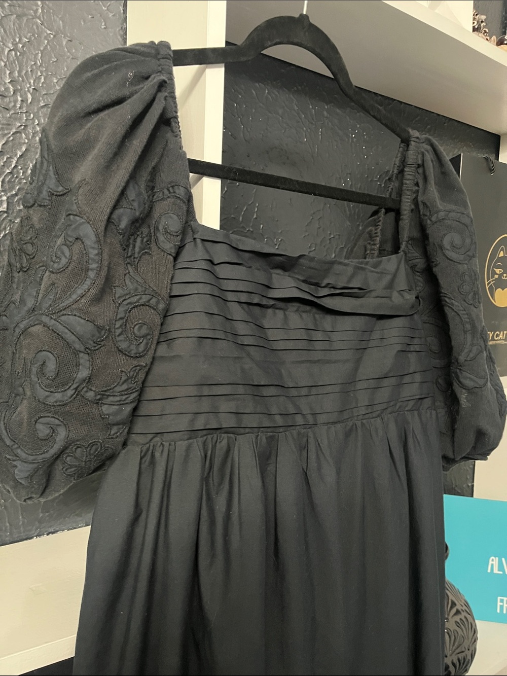 Abercrombie & Fitch Black Dress with Puff Sleeves L - Picture 9 of 16